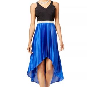 Crystal Doll Womens Pleated Gown Dress, Blue/Royal